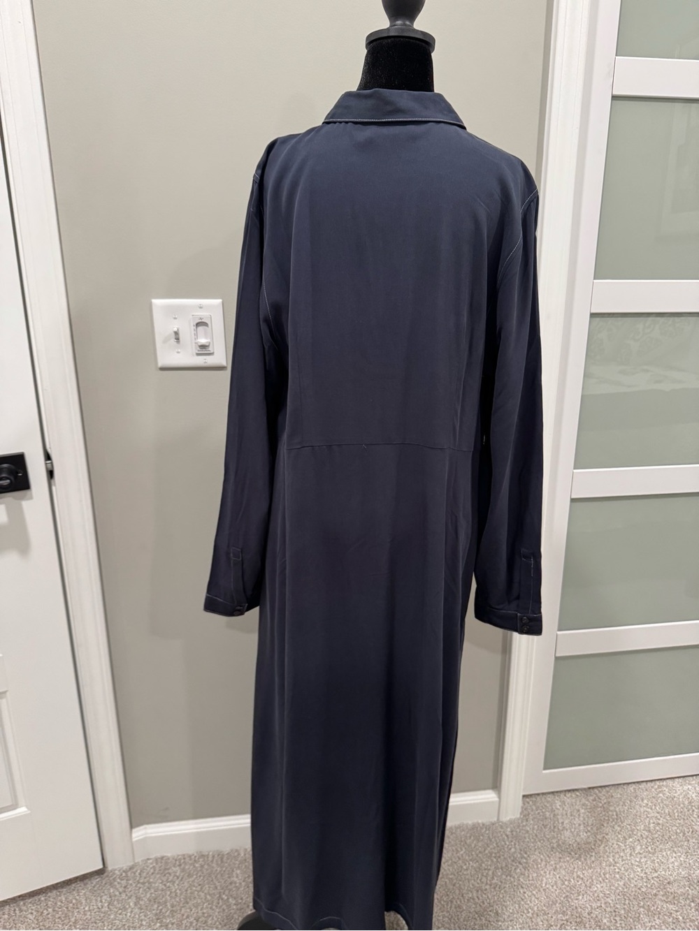 J. Jill Long Navy Button-Front Maxi Shirt Dress - Picture 4 of 12